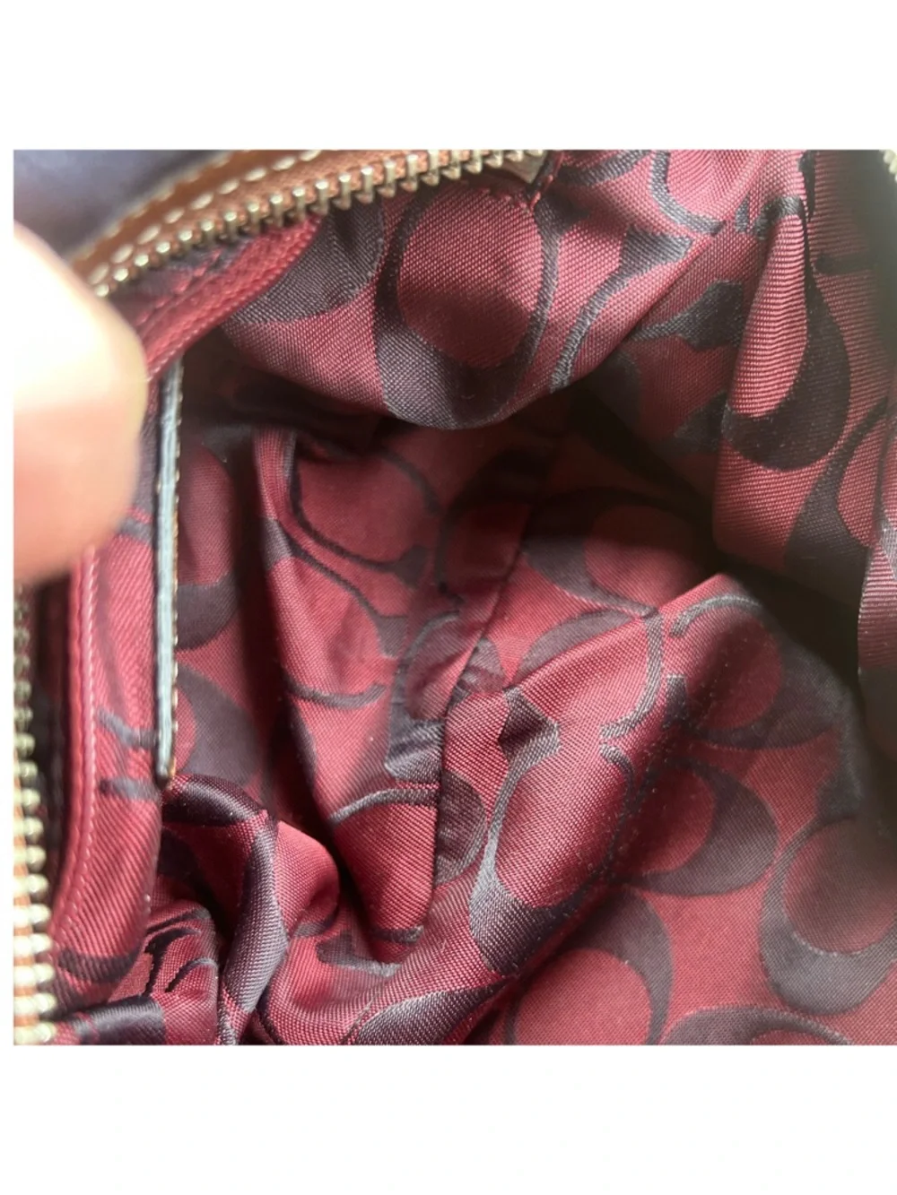Coach Navy Canvas Shoulder Bag with Red and Pink Stripes